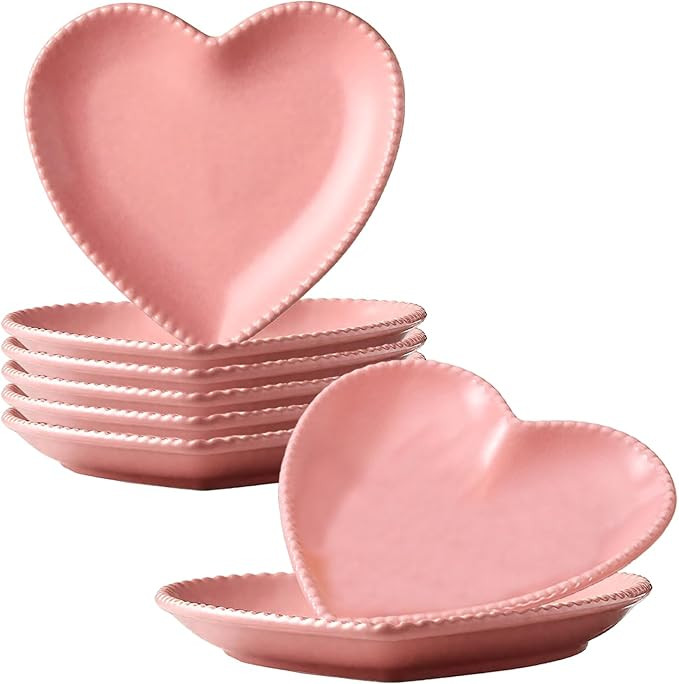 Ceramic Plates, 8 Pack Ceramic Dinner Plates Heart Dishes, Dessert Salad bowls For Appetizer, Ste... | Amazon (US)