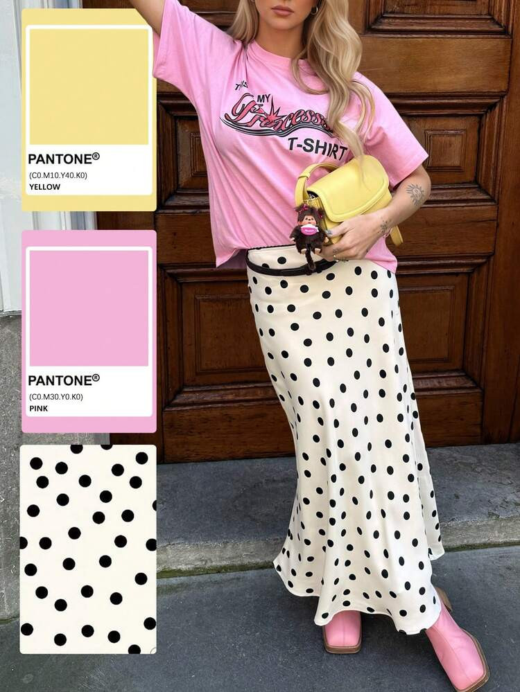 Elegant French Polka Dot Long Skirt For Women | SHEIN