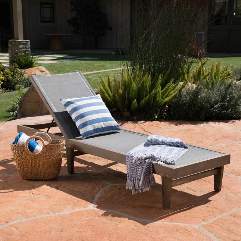 Desloge Outdoor Acacia Chaise Lounge (Set of 2) | Wayfair North America