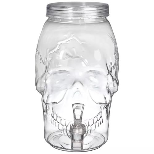 Spooky Skull Clear Plastic Drink Dispenser - 1 Gallon (1 Count) - Unique & Eye-Catching Design Durable & Leak-Proof - Perfect For Halloween & Themed Events | Amazon (US)