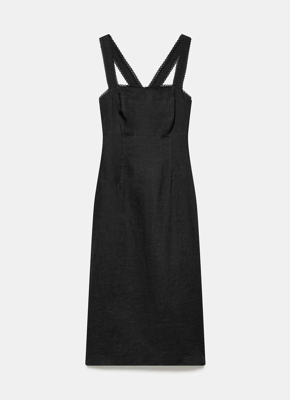 Black Linen Midi Dress | Mint Velvet