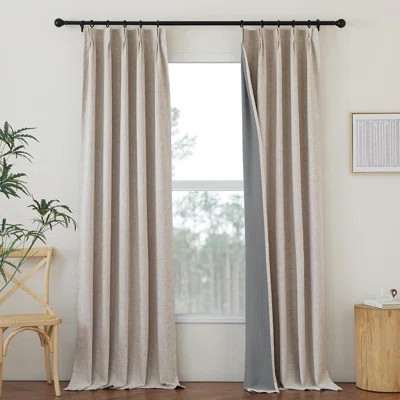 Linen Full Blackout Curtains for Living Room, Pinch Pleated Rustic Linen Weave Window Treatments Thermal Insulated Drapes Sound Reducing for Laundry/B | Wayfair North America