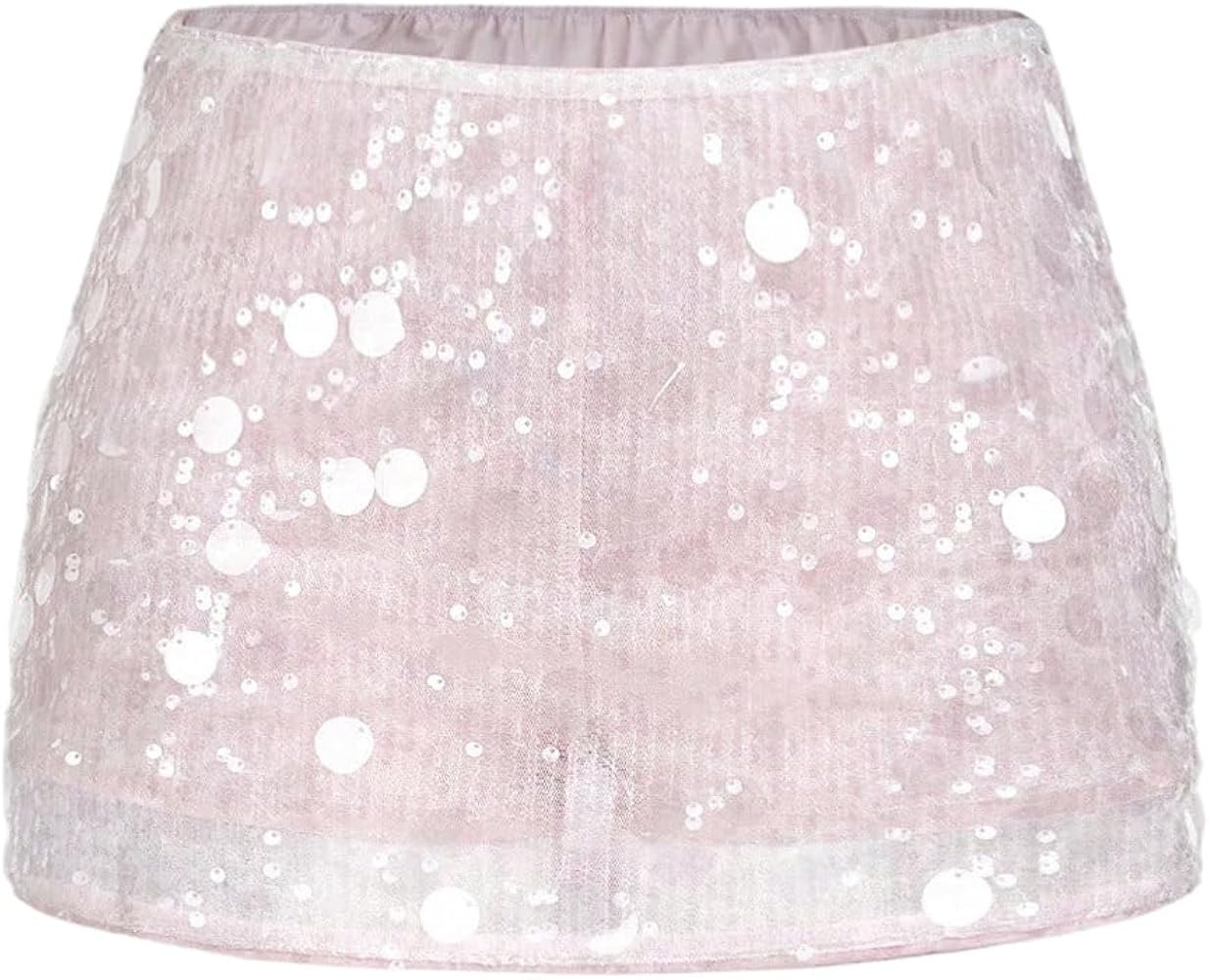 WDIRARA Women's Sparkly Sequin Mini Skirt Low Rise Bodycon Skirts Party Clubwear | Amazon (US)