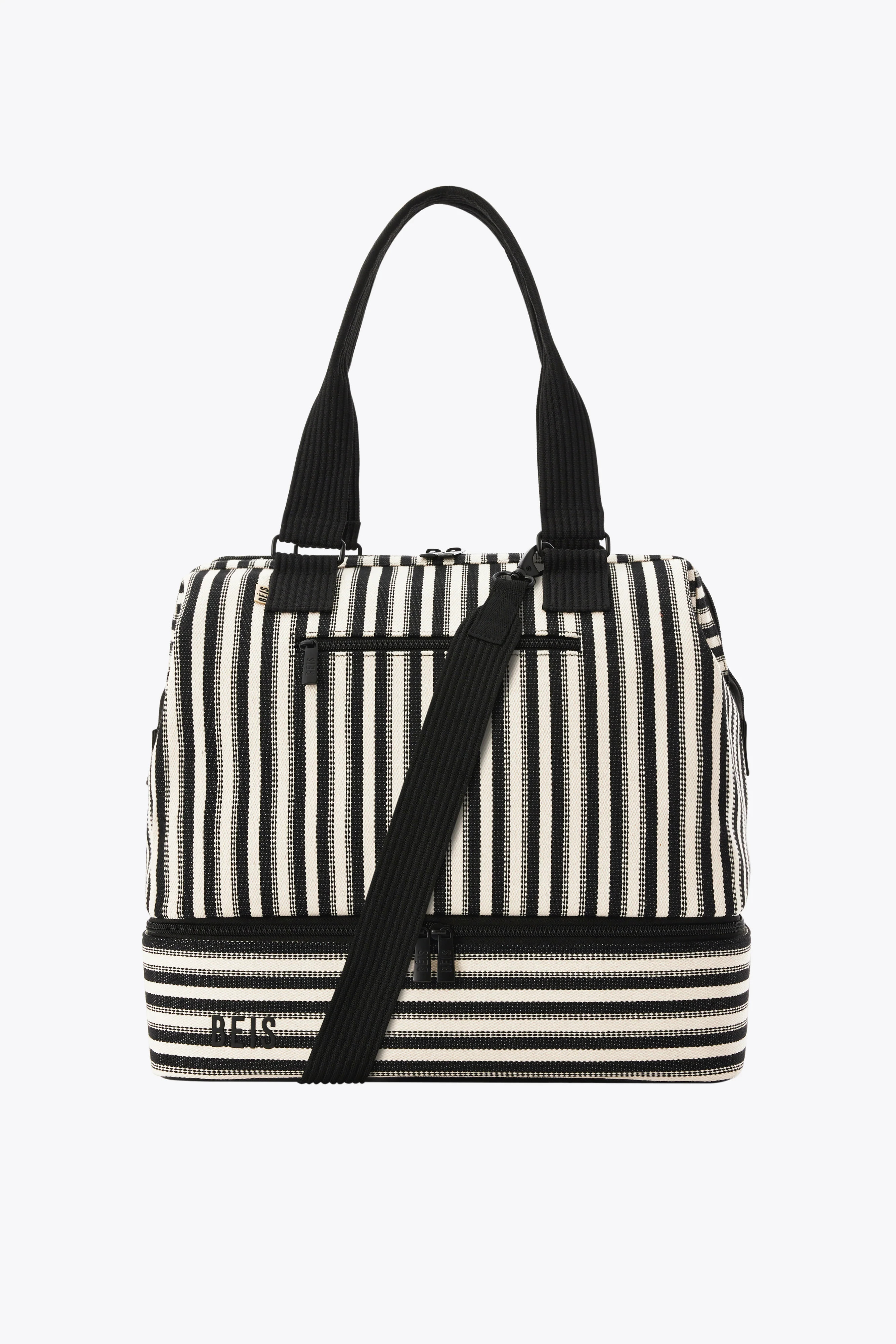 The Mini Weekender 
                in Black Stripe | BÉIS Travel