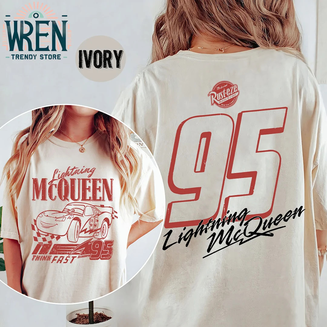 Retro Lightning McQueen Number Back Shirt, Disney Cars Shirt, Lightning McQueen Comfort Colors Sh... | Etsy (US)