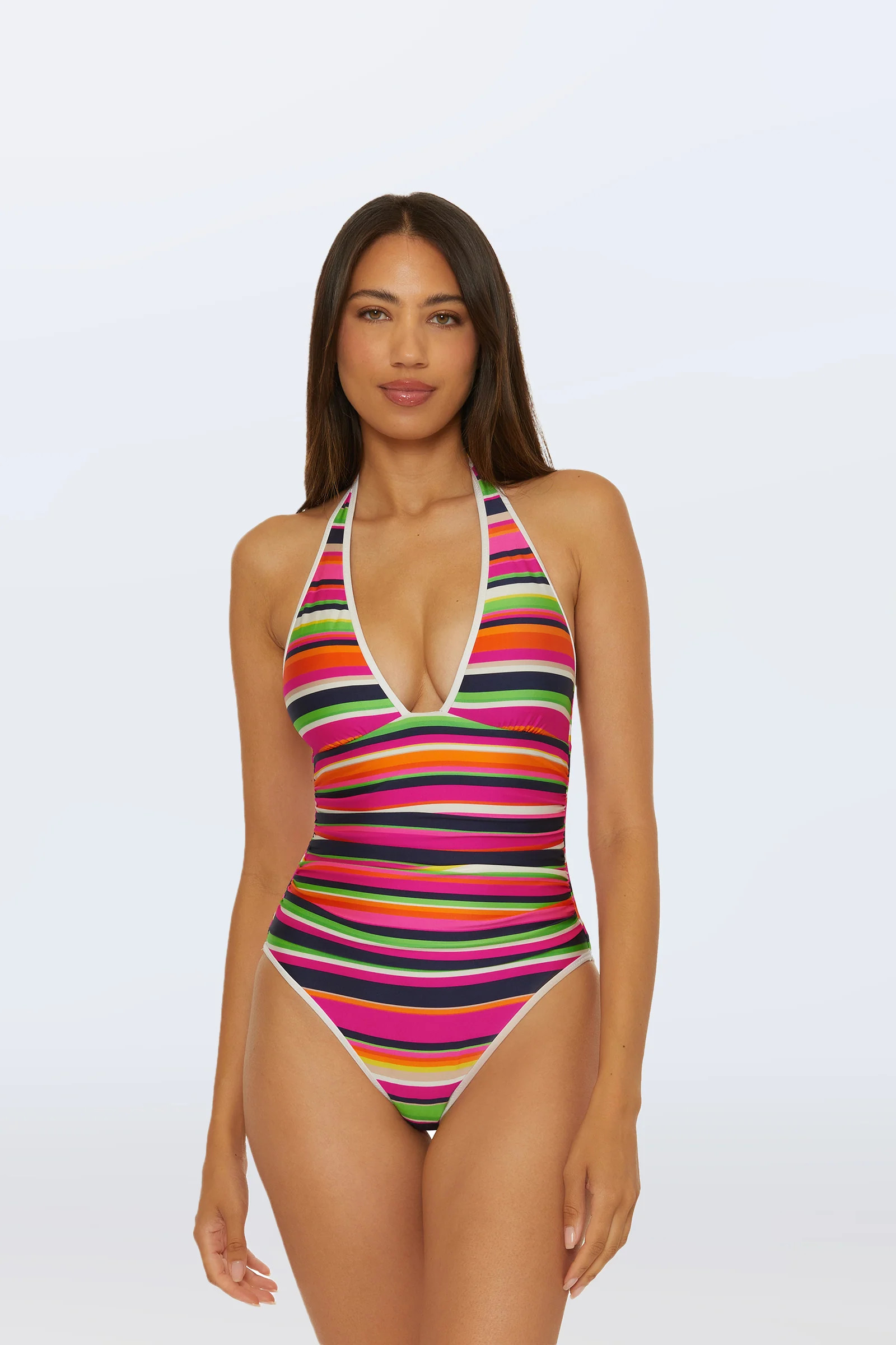 Plunge One-Piece Swimsuit - Splash Stripe | Trina Turk