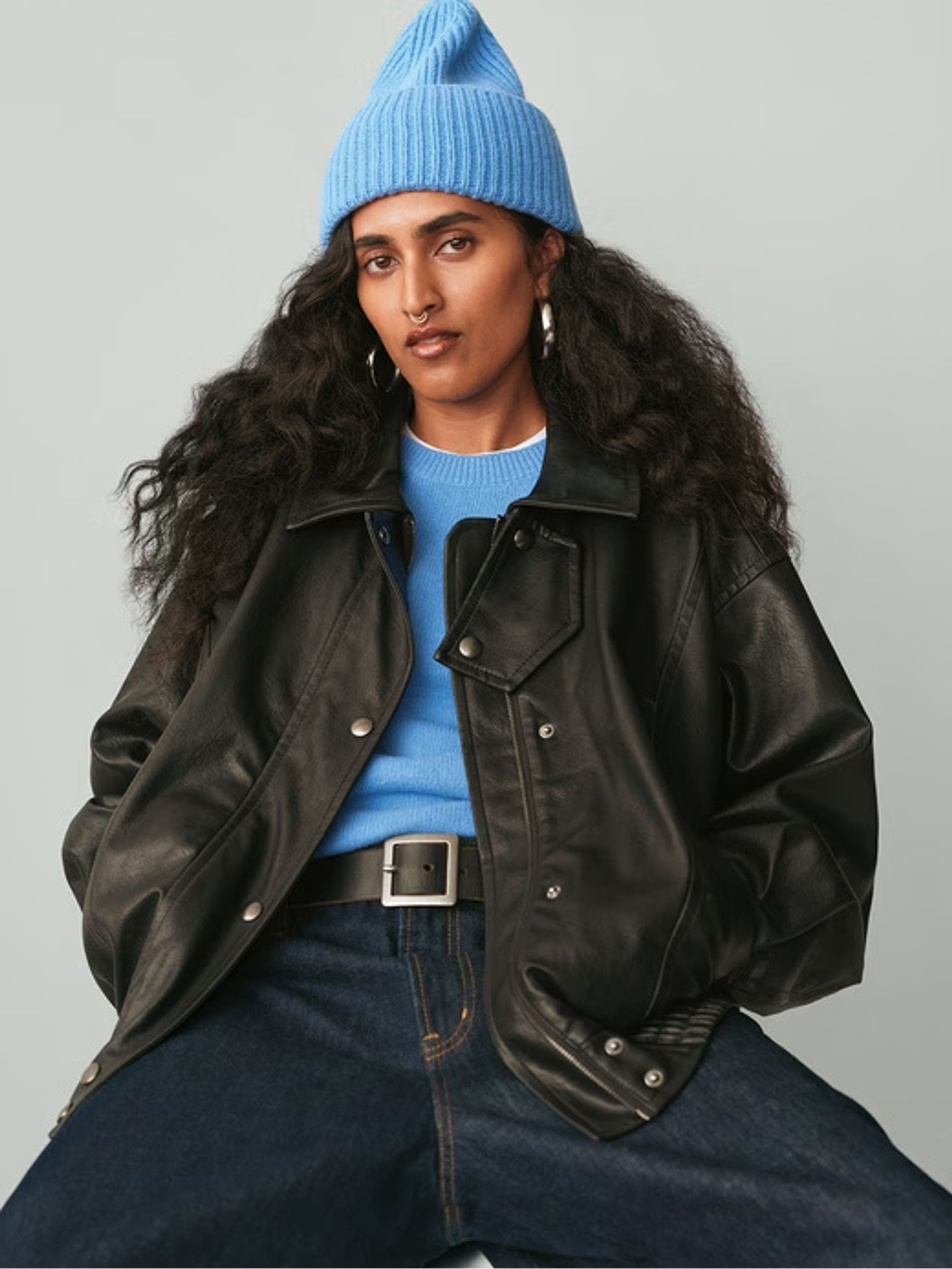 Black Oversized Faux Leather Jacket | Gap | GAP UK