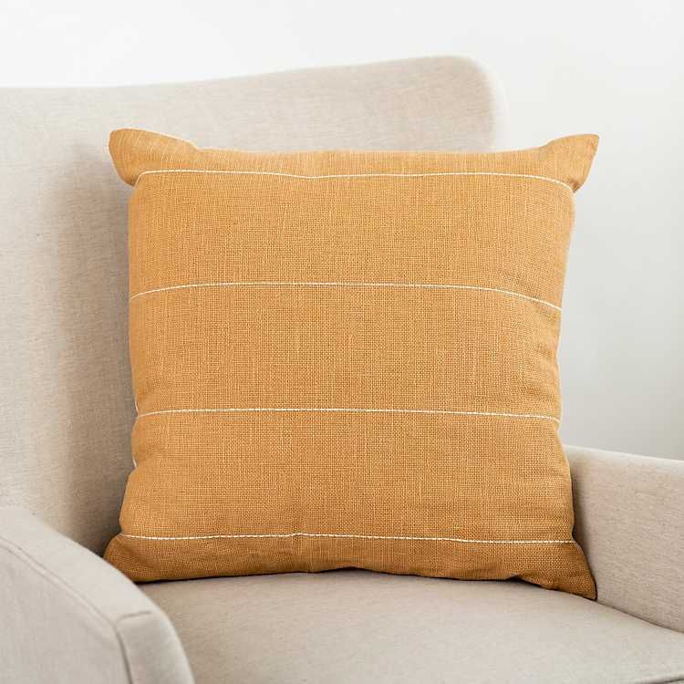 Mustard Yellow Stitched Lines Throw Pillow | Kirkland's Home
