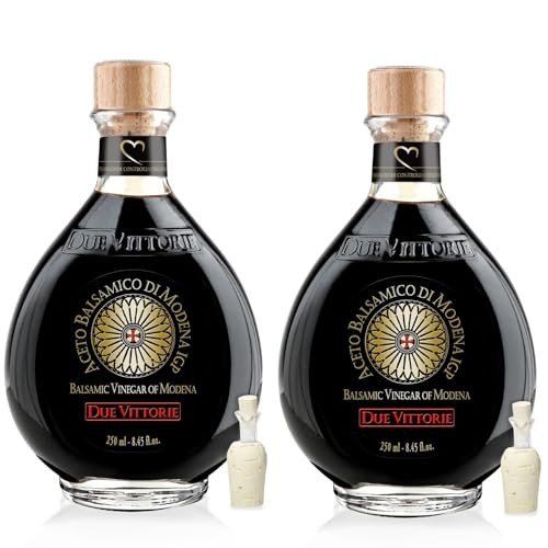 Due Vittorie Oro Gold, Barrel Aged Balsamic Vinegar of Modena IGP With Cork Pourer, All-Natural, Extra Dense Premium Vinegar Aceto Balsamico di Modena IGP Italy - 8.45fl oz / 250ml - Pack of 2 | Amazon (US)