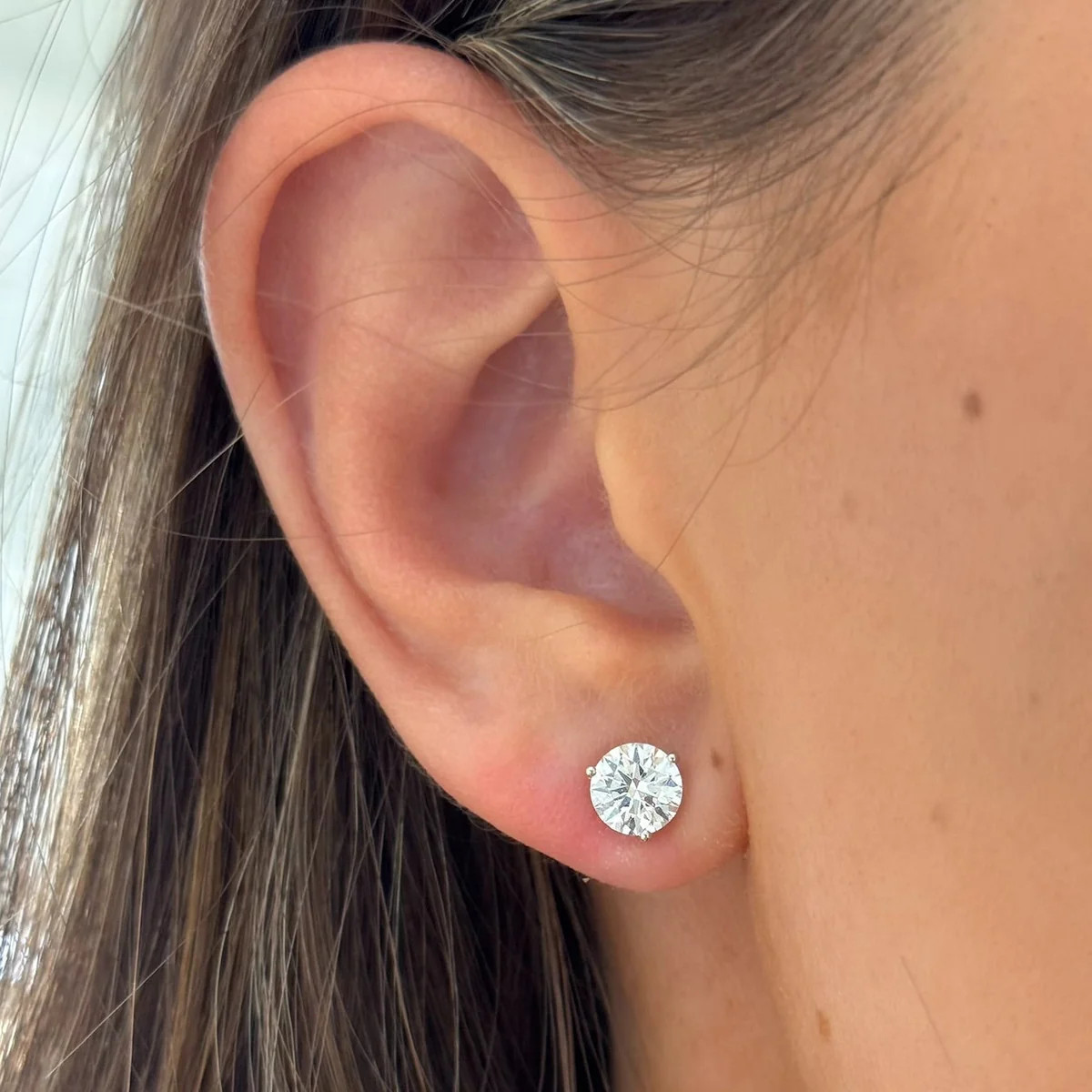 Lab Grown Three Prong Martini Diamond Stud Earrings (2 ctw) | RW Fine Jewelry