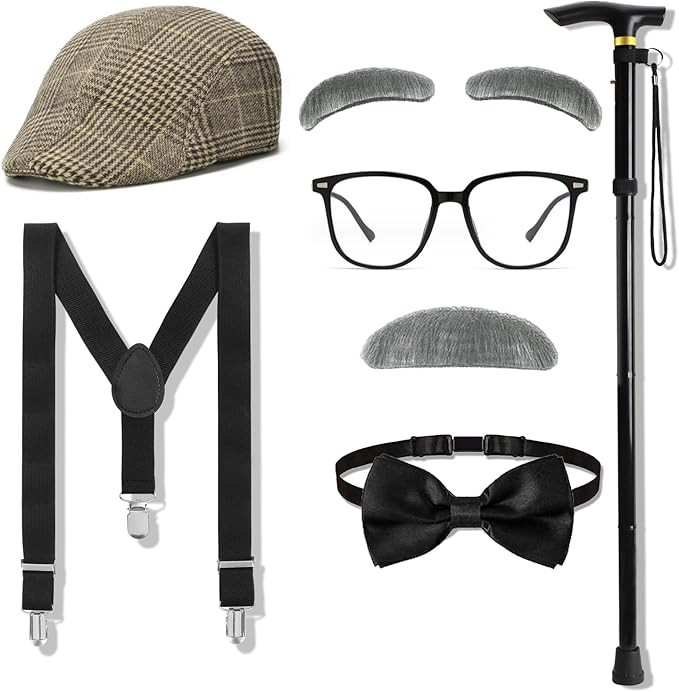 Old Man Costume for Kids, 100 Day of School Old Man Costume Toddler Dress Up for Boys Grandpa Cos... | Amazon (US)