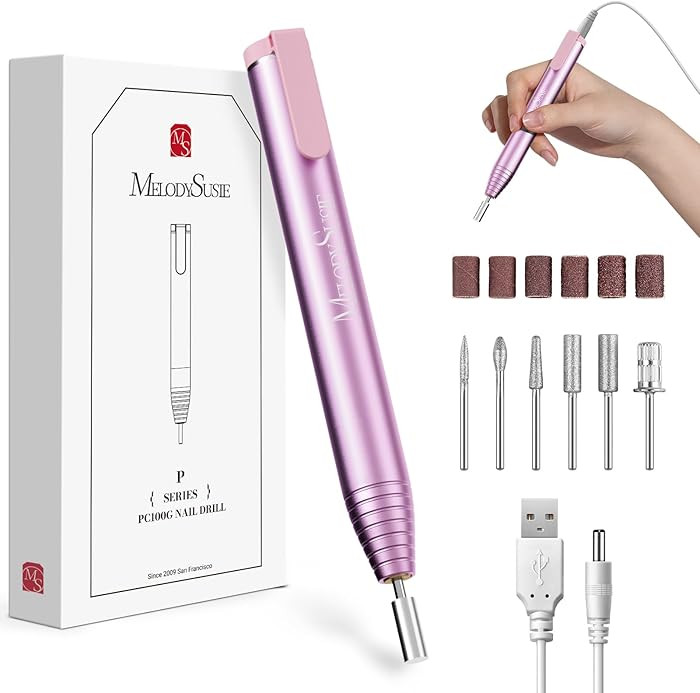 MelodySusie PocketNail Slim Ergonomic Pen-Shaped USB Nail Drill, PC100G 20000RPM Portable Electri... | Amazon (US)