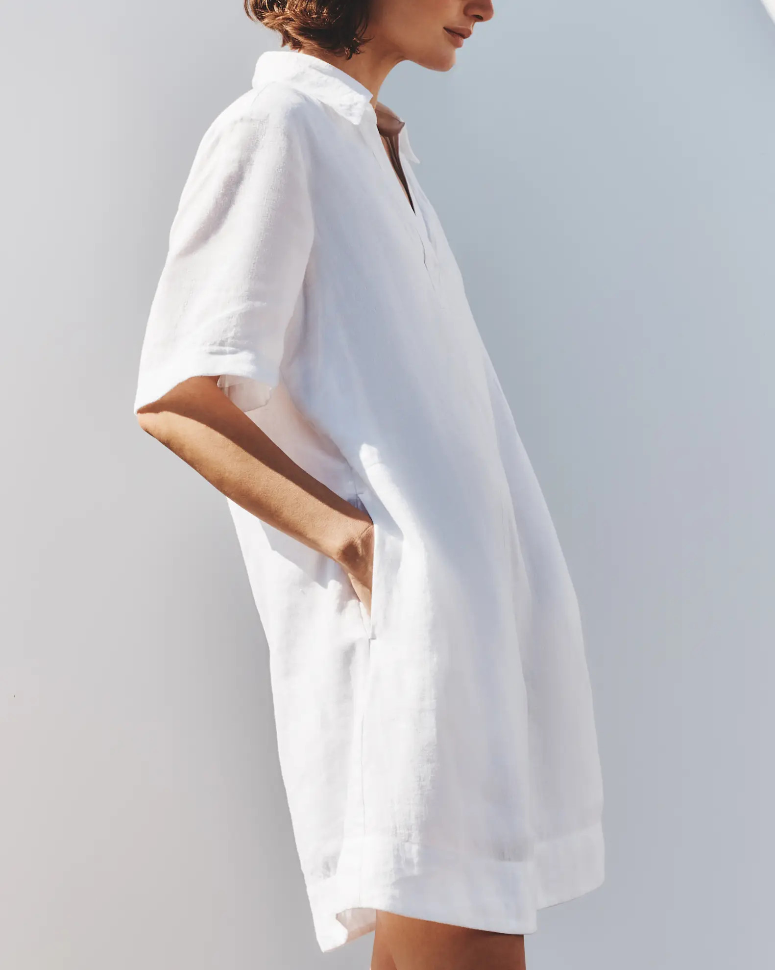 100% European Linen Popover Mini Dress | Quince