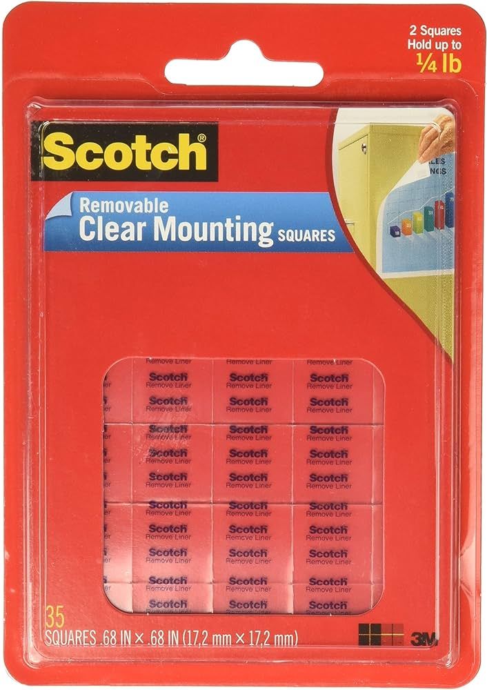 Scotch(R) Removable Wall Mounting Tabs, 11/16in. x 11/16in, Clear, Box of 35 | Amazon (US)