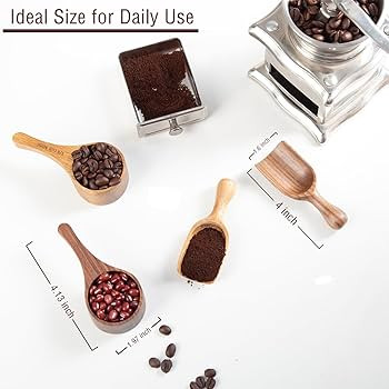 Wood Coffee Scoop-4 Pieces Small Measuring Spoons for Ground Coffee,Tea,Sugar,Seasoning-Multipurp... | Amazon (US)