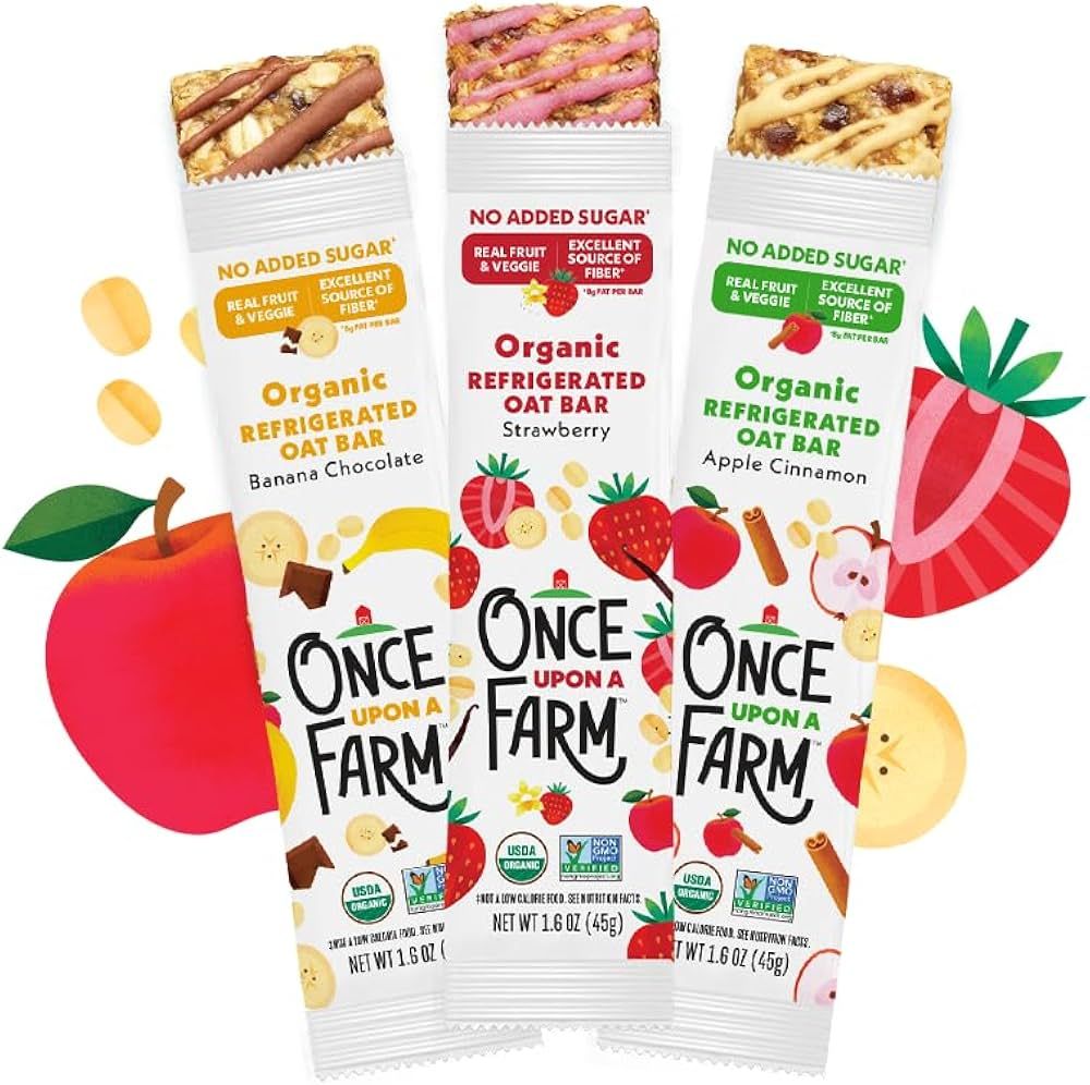 Once Upon a Farm | Refrigerated Oat Bar | Apple Cinnamon, Banana Chocolate, Strawberry | No Added... | Amazon (US)