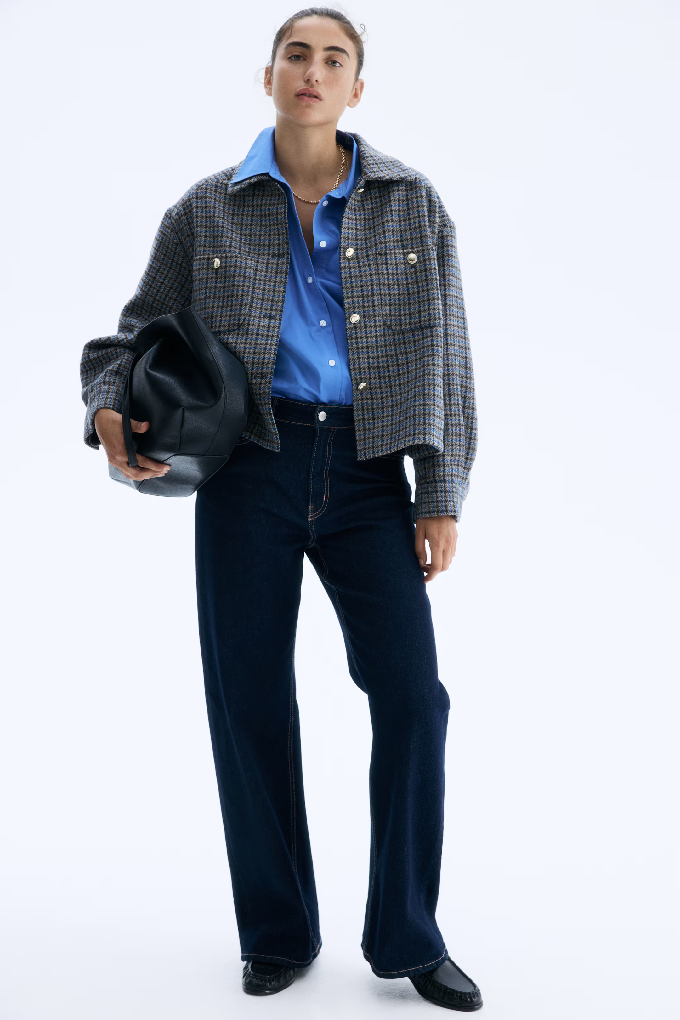 Oversized Jacke - Grau/Kariert - Ladies | H&M DE | H&M (DE, AT, CH, NL, FI)