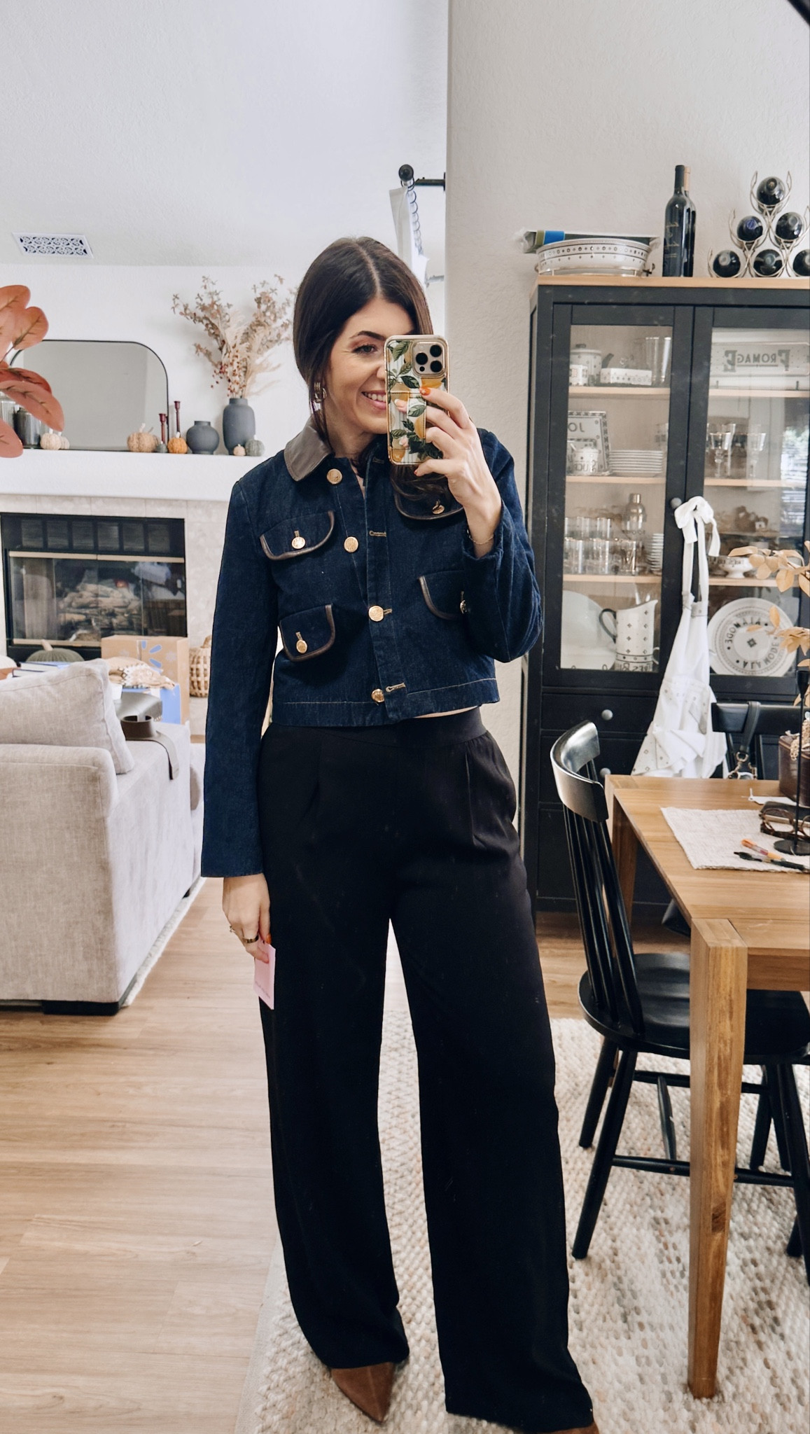 In a medium denim jacket and medium wide leg pant


#LTKWorkwear #LTKTall #LTKMidsize