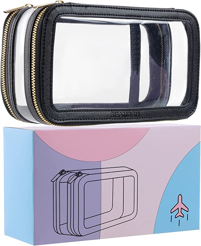 SEAMOSH Clear Make Up Toiletry Travel Makeup Organizer Bag For Women Portable Travel Toiletry Cos... | Amazon (US)