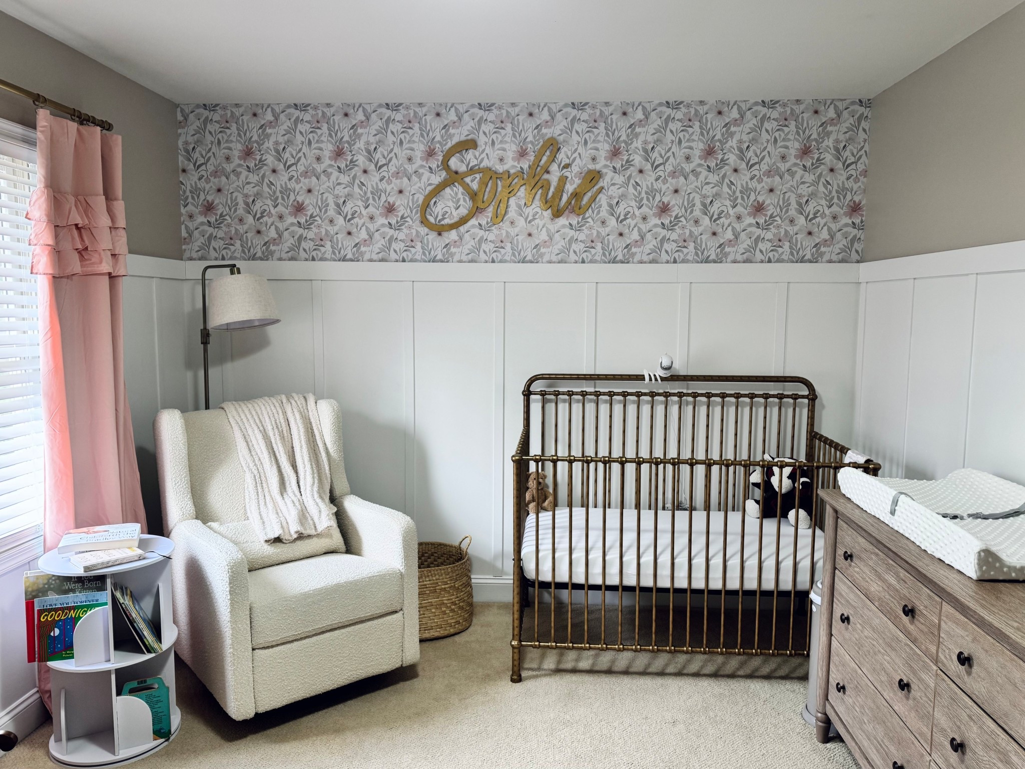 Our baby girls nursery 💕
Featuring beige walls in accessible beige by Sherwin Williams, floral wall paper, pink ruffle curtains, gold crib, pottery barn inspired dressers, and gold accents 

#ltkbaby #nursery #babygirl #girlmom

#LTKBaby #LTKmomlife #LTKHome