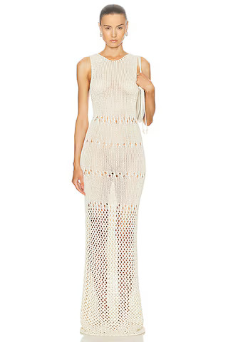 Christopher Esber Pointelle Fractus Midi Tank Dress in Cream | FWRD | FWRD 