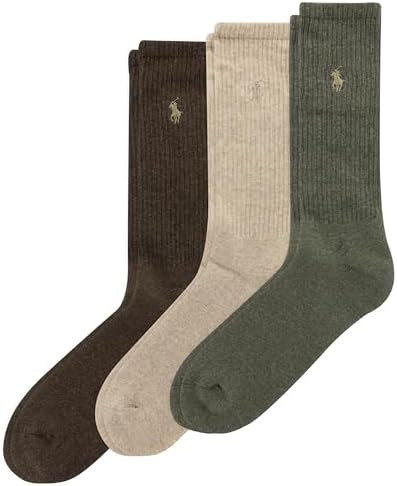 Polo Ralph Lauren Men's Ribbed Casual Crew Socks -3 Pair Pack- Cotton Comfort & Heel-toe Reinforc... | Amazon (US)