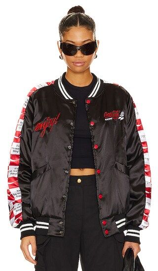 Coca Cola Racing Stadium Jacket in Black, Red, & White | Revolve Clothing (Global)
