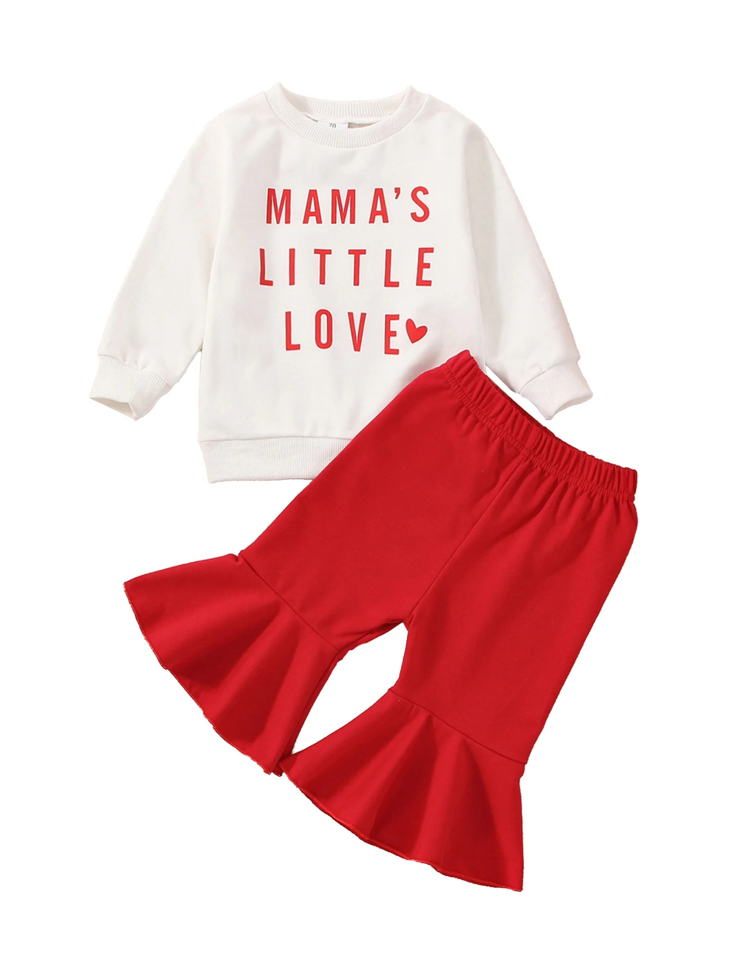 Blotona Toddle Baby Girls Valentine's Day 2pcs Set Spring Autumn Outfit Sets Long Sleeve Letter P... | Walmart (US)