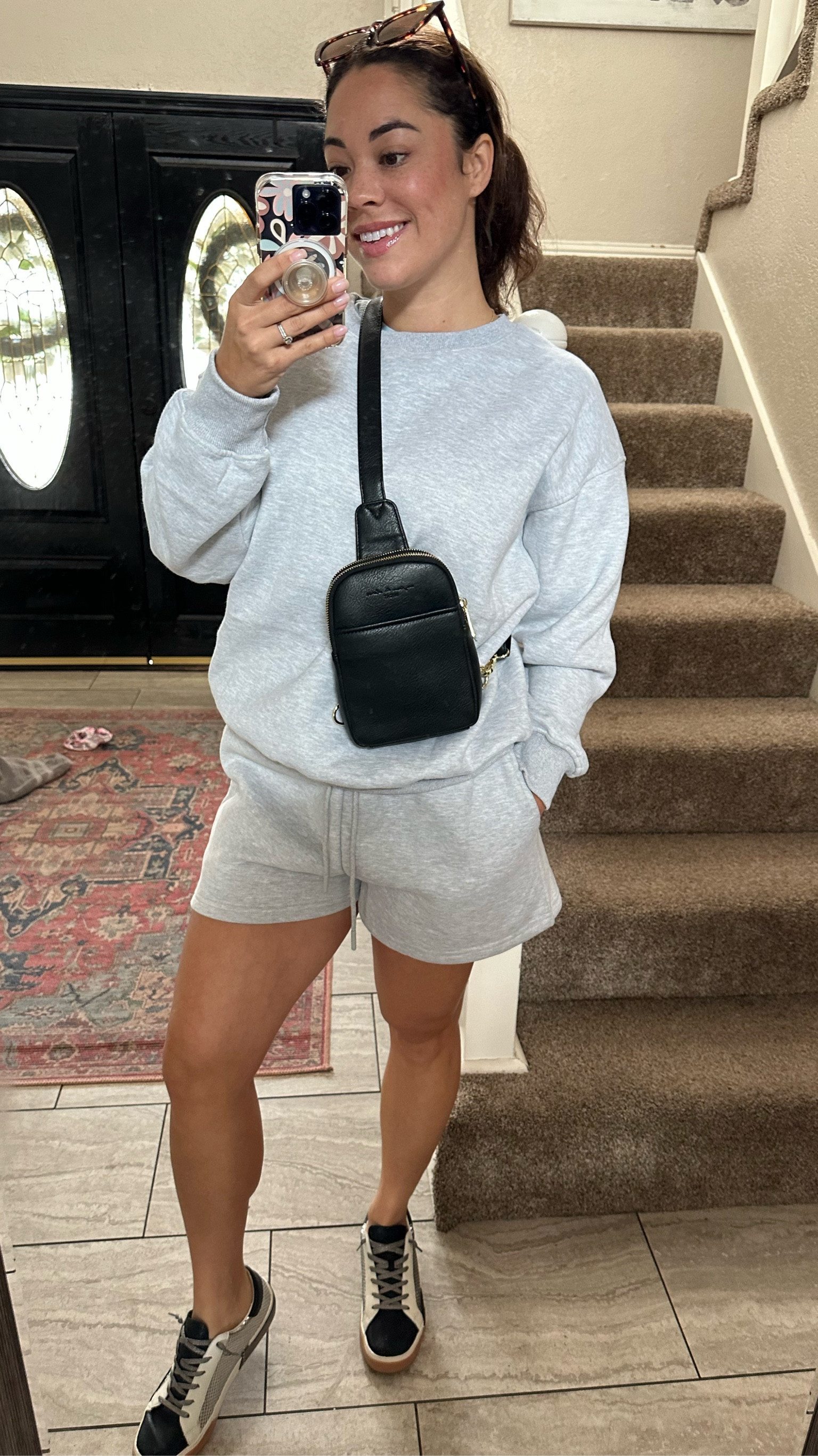 My favorite cross lady paired with this must have sweat suit for fall 