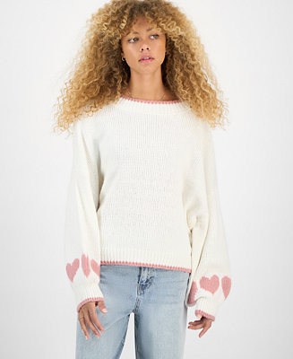 Juniors' Slouchy Balloon-Sleeve Crewneck Sweater | Macy's
