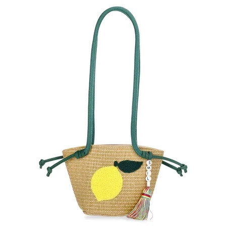 Wonder Nation Girls Lemon Straw Crossbody Bag Green | Walmart (US)