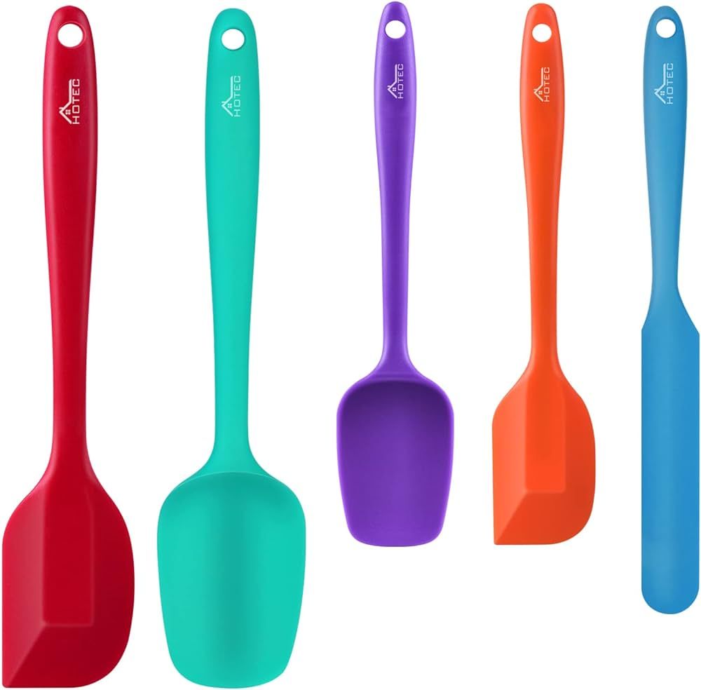 HOTEC Food Grade Silicone Rubber Spatula Set for Baking, Cooking, and Mixing High Heat Resistant ... | Amazon (US)