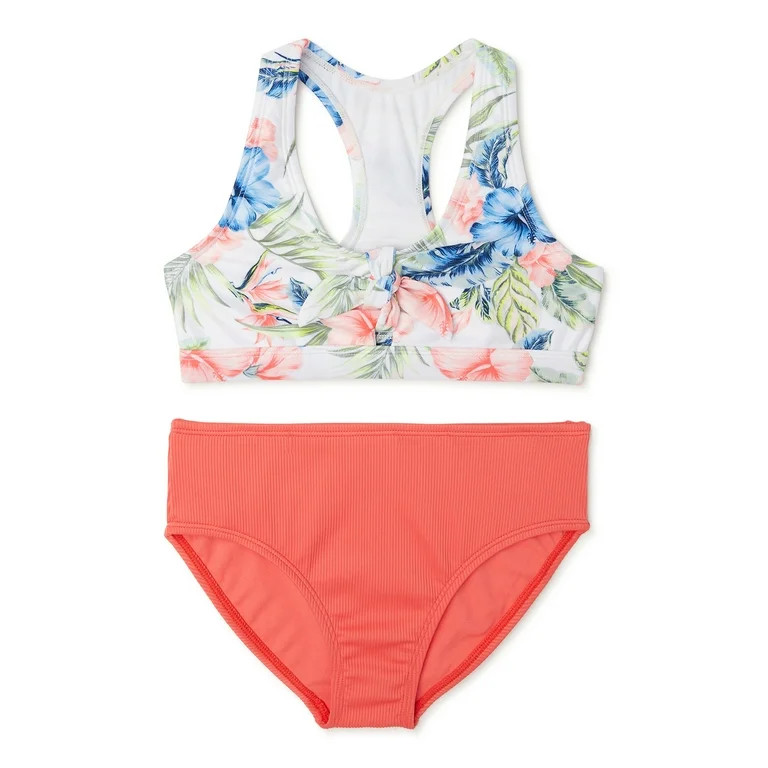 Wonder Nation Girls 2-Piece Tropical Bikini Swimsuit, Sizes 4-18 - Walmart.com | Walmart (US)