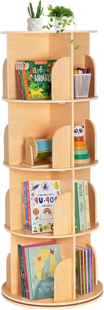 OOOK Rotating Bookshelf for Kids & Adults, Spinning Bookshelf Tower with Large Capacity for Small... | Amazon (US)