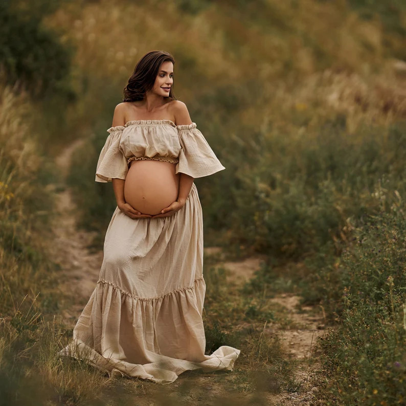 Maternity Dress for Photo Shoot Flowy Boho Photography Gown - Etsy | Etsy (US)