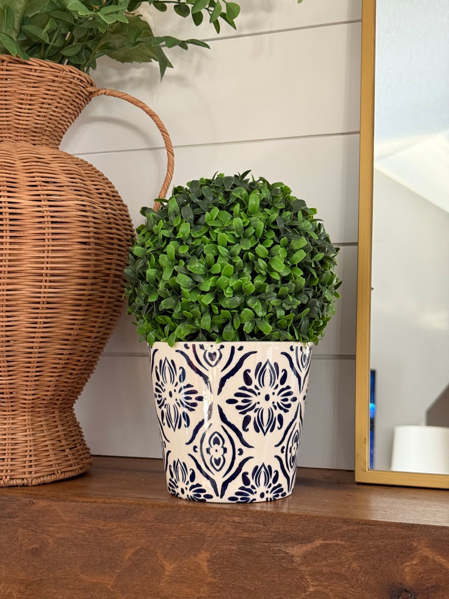 I love the look of boxwood topiaries paired with blue and white planters. I got this boxwood kissing ball from At Home. You can also find them at Hobby Lobby and Michael’s. 💙🤍

#LTKSeasonal #LTKHome