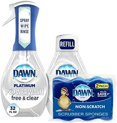 Dawn Free & Clear Powerwash Dish Spray, Dish Soap, Light Pear Scent Bundle, 1 Spray (16oz), 1 Ref... | Amazon (US)