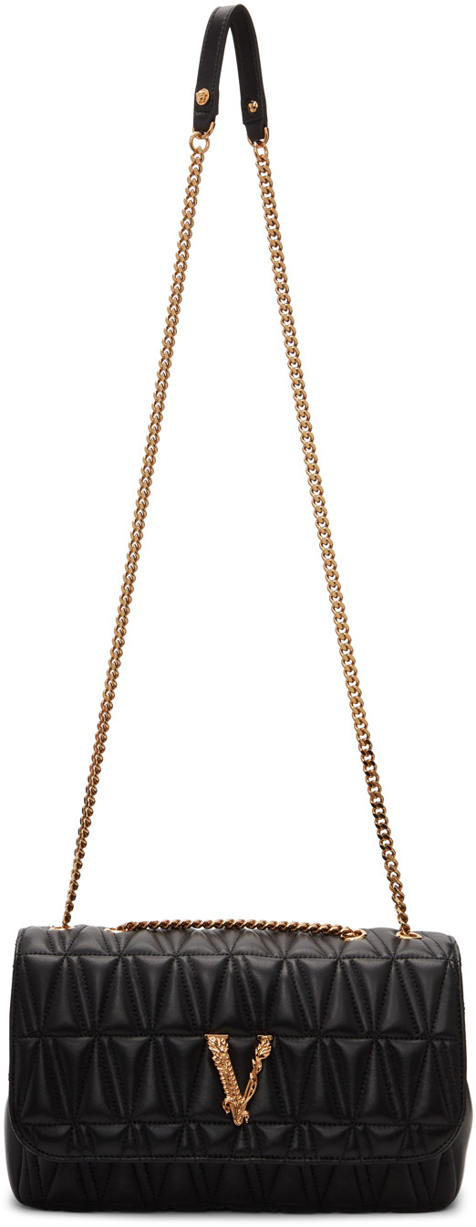 Black Quilted Virtus Baguette Bag | SSENSE