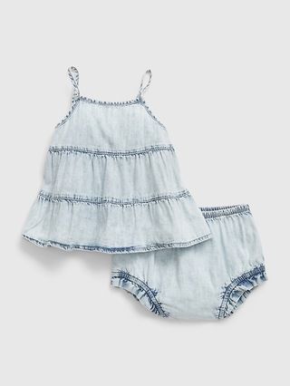 Baby 100% Organic Cotton Tiered Denim Outfit Set with Washwell | Gap (US)