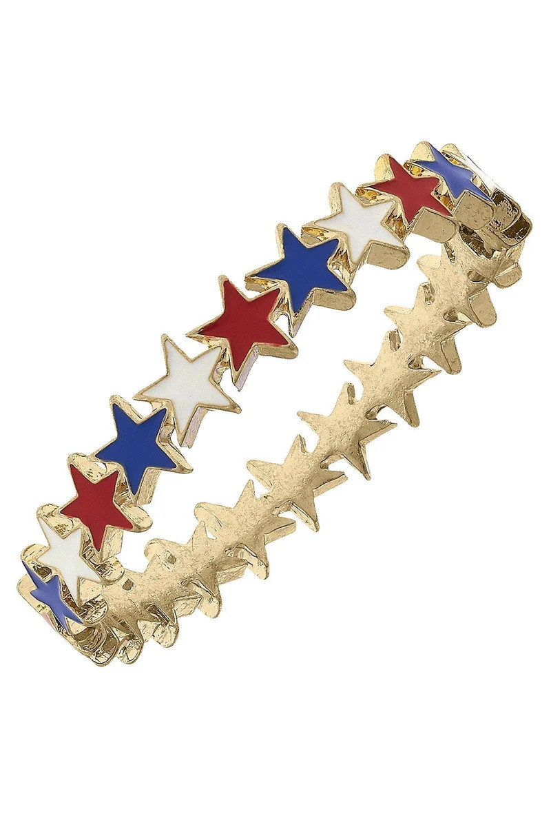 Star Spangled Enamel Hinge Bangle in Red, White & Blue | CANVAS