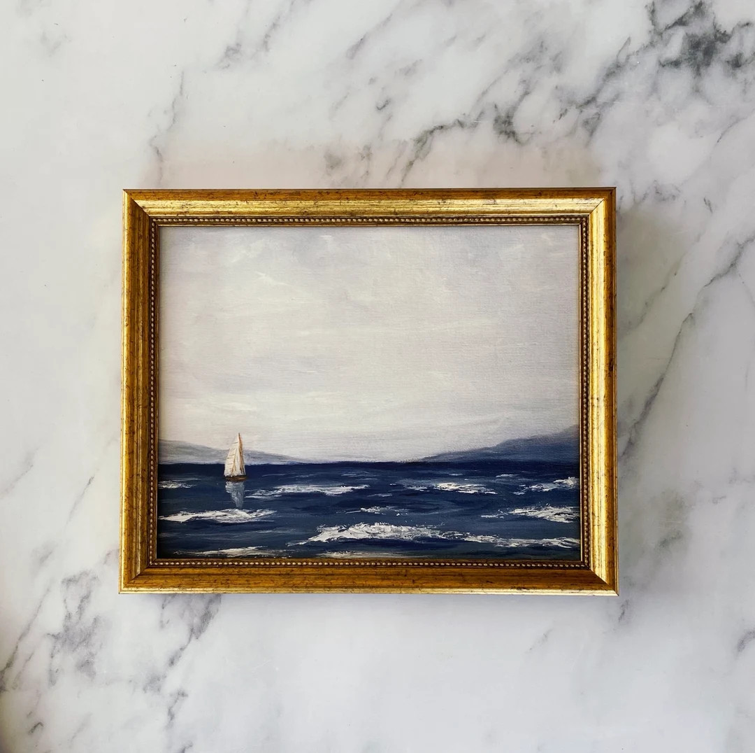 SEAS THE DAY Art Print Unframed Nautical Oil Painting Print Coastal Beach Art Seascape Painting M... | Etsy (US)