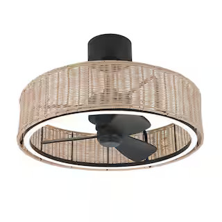 Artika Kalani 24 in. Indoor Black and Rattan 8 Steps CCT 18.7 in. Integrated LED Ceiling Fan with... | The Home Depot
