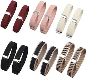 12Pcs/6 Pairs Unisex Elastic Adjustable Armbands Anti-Slip Shirt Garters Sleeve Holders Armbands ... | Amazon (US)