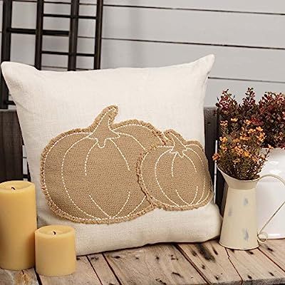 Piper Classics Burlap Pumpkin Patch Applique Throw Pillow Cover, 18" x 18", Fall Harvest Autumn C... | Amazon (US)