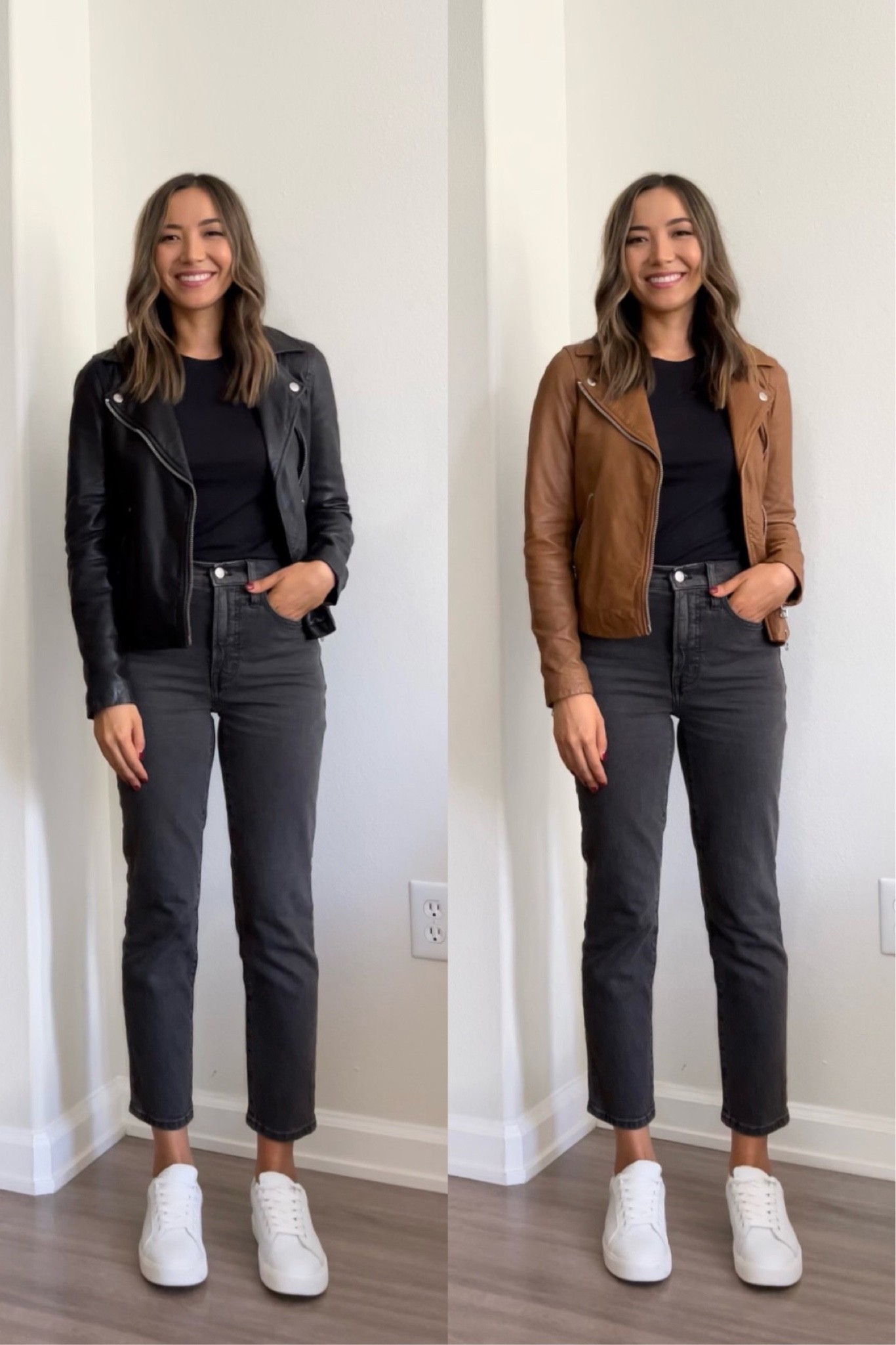 Casual fall outfit 

Moto jacket xs 
Jeans 23 petite - sized down 
Sam Edelman Sneakers tts 

#LTKtravel #LTKSeasonal #LTKstyletip