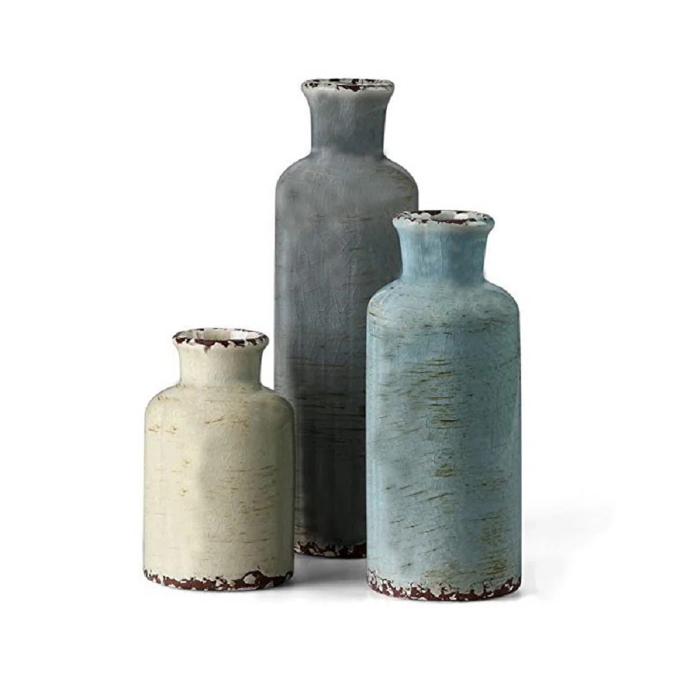 Ceramic Vase 3 Piece Set, Farmhouse Decor Ceramic Small Vase For Country Home Decoration, Decorat... | Wayfair North America