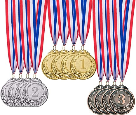 Favide 12 Pieces Gold Silver Bronze Award Medals-Winner Medals Gold Silver Bronze Prizes for Comp... | Amazon (US)