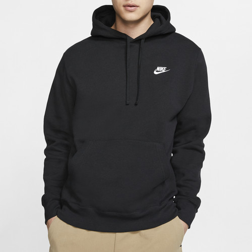 Nike Mens Nike Club Pullover Hoodie - Mens Black/White Size XL | Footaction
