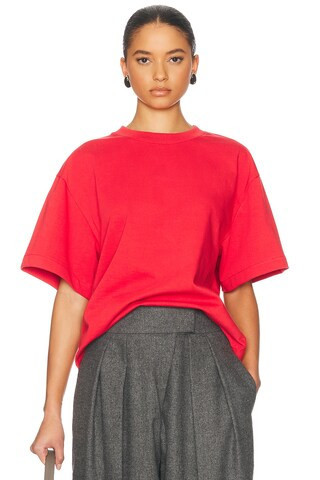 Helsa The Boxy Tee in Thick Jersey in Red | FWRD 