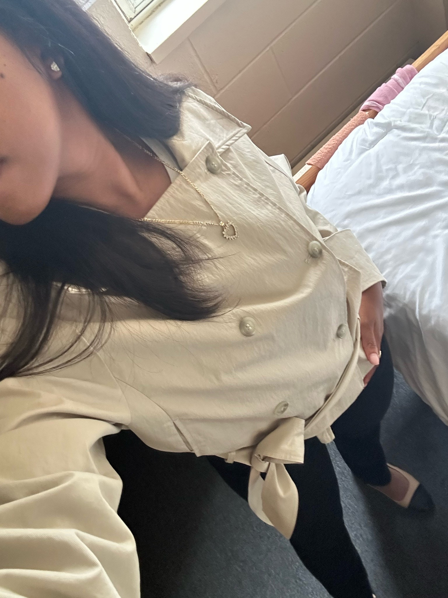 Trendy short trench coat with black denim jeans that are 50% off!! I am wearing a size 8

#LTKgrwm #LTKootd #LTKWorkwear